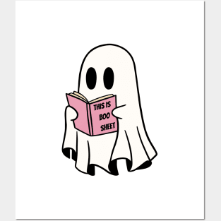 This Is Boo Sheet Cute Ghost Reading Book Spooky Halloween Party Posters and Art